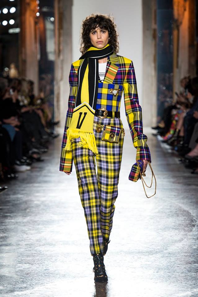 Pantaloni tartan a quadri Versace 