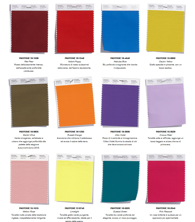 Pantone colori moda autunno inverno 2018 2019  londra 2