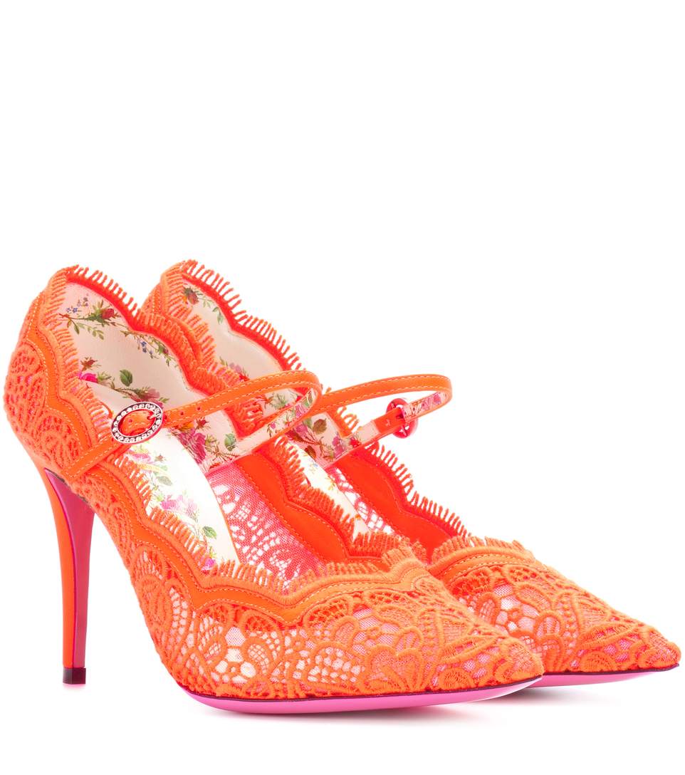 Scarpe con tacco arancione Gucci