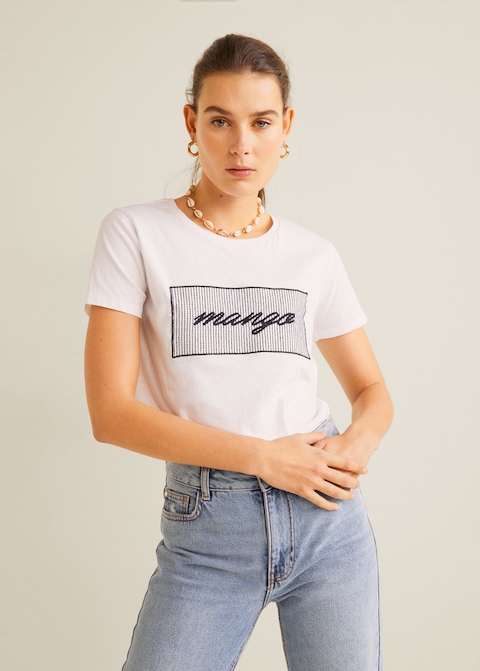 T shirt bianca con stampa Mango a 12,99 euro