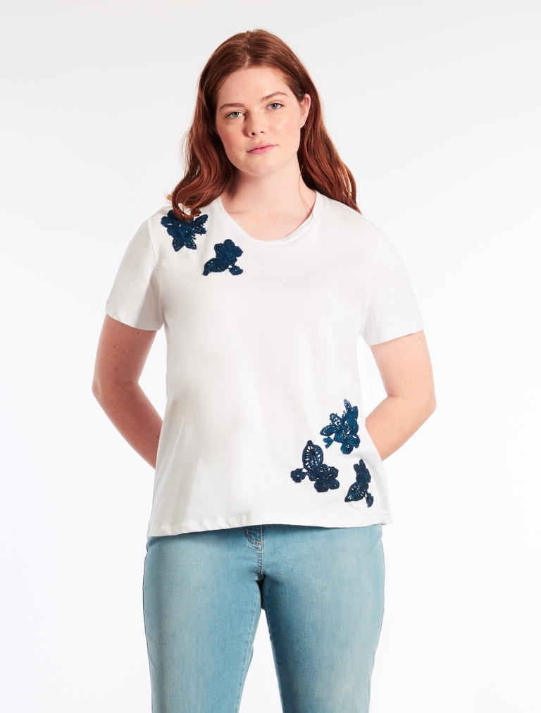 T shirt con ricami floreali Persona