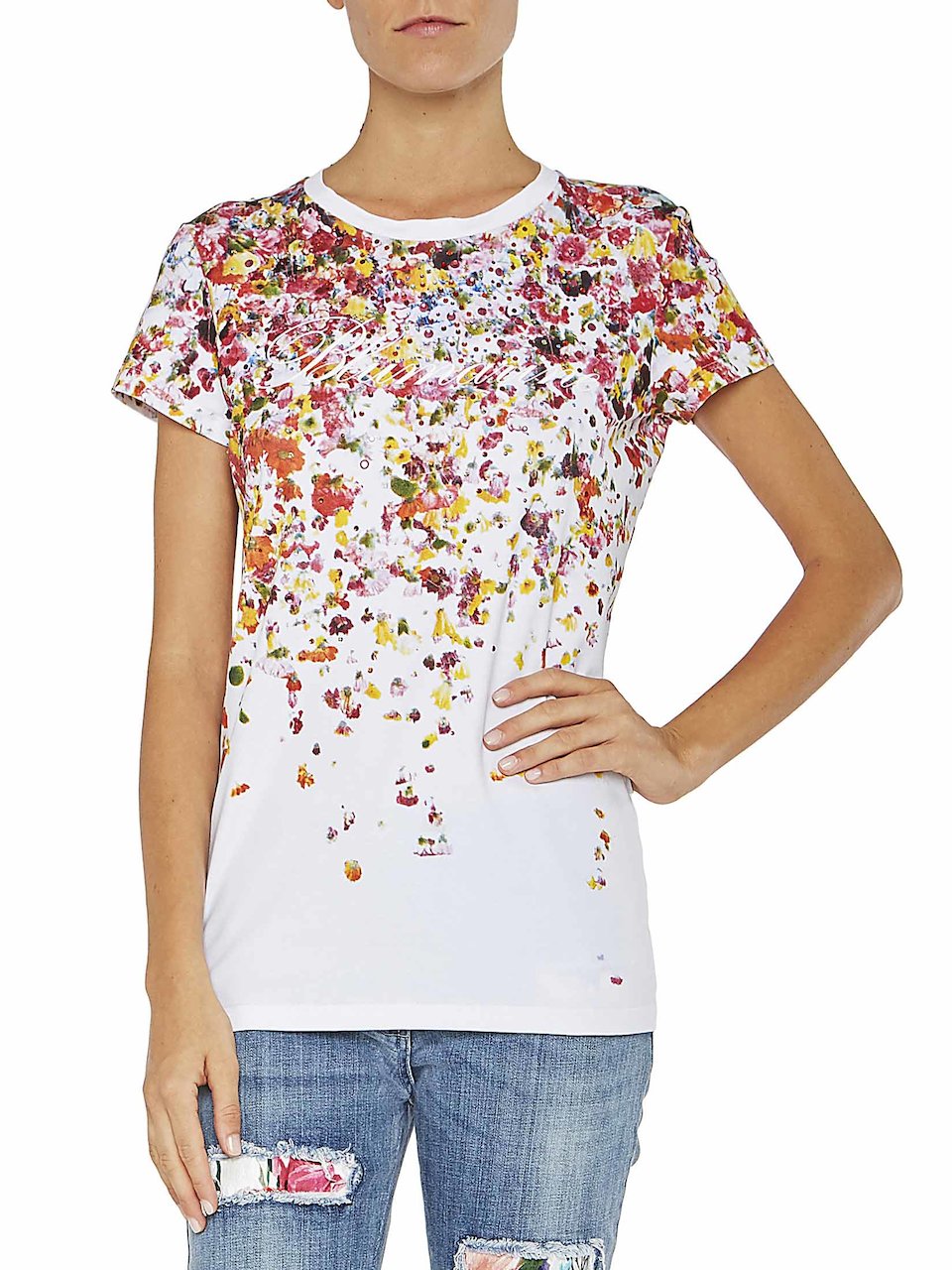 T shirt stampata con strass Blumarine