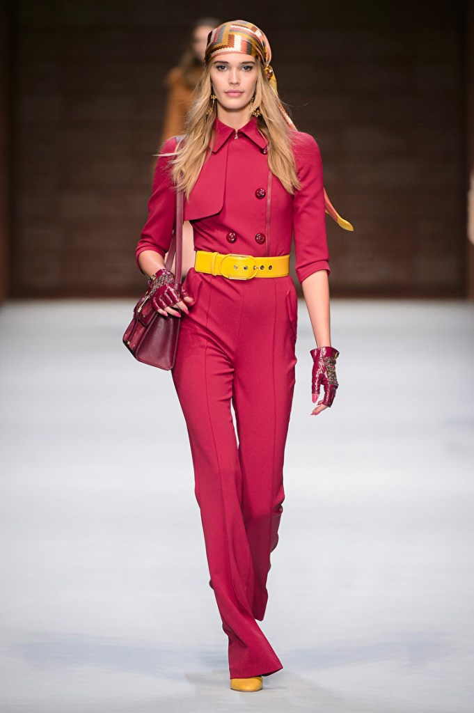 Tuta jumpsuit Elisabetta Franchi moda anni '70 inverno 2019