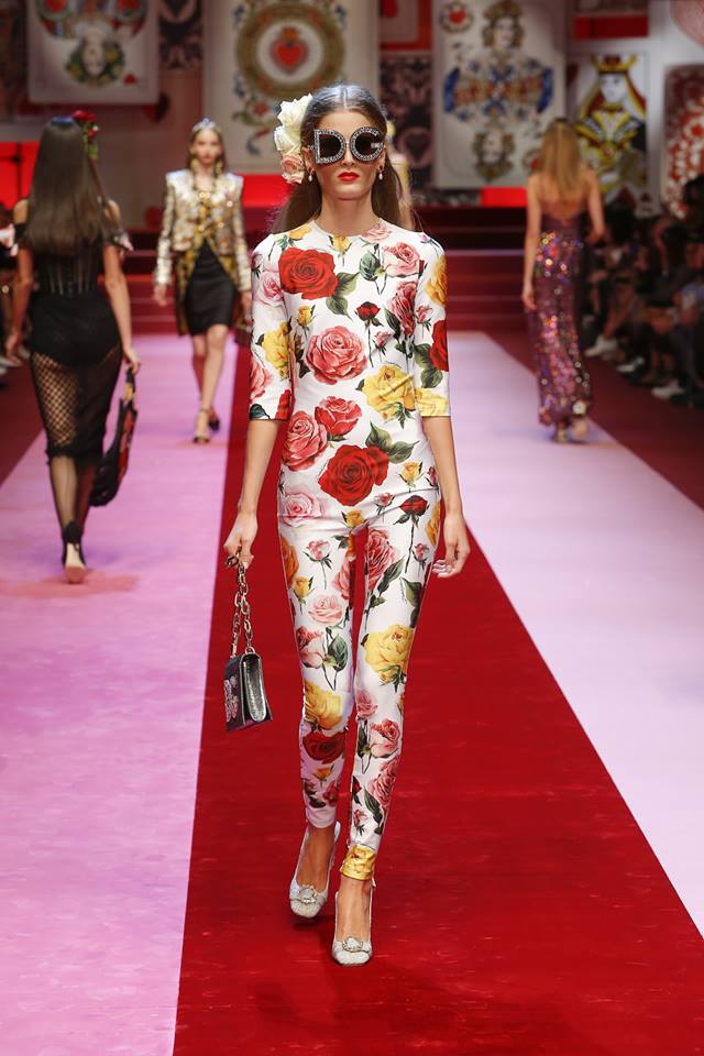 Tuta jumpsuit aderente a fiori Dolce & Gabbana fb