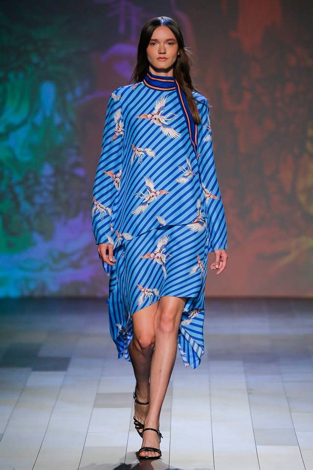 Vestito con stampa a righe e animali Vivienne Tam 