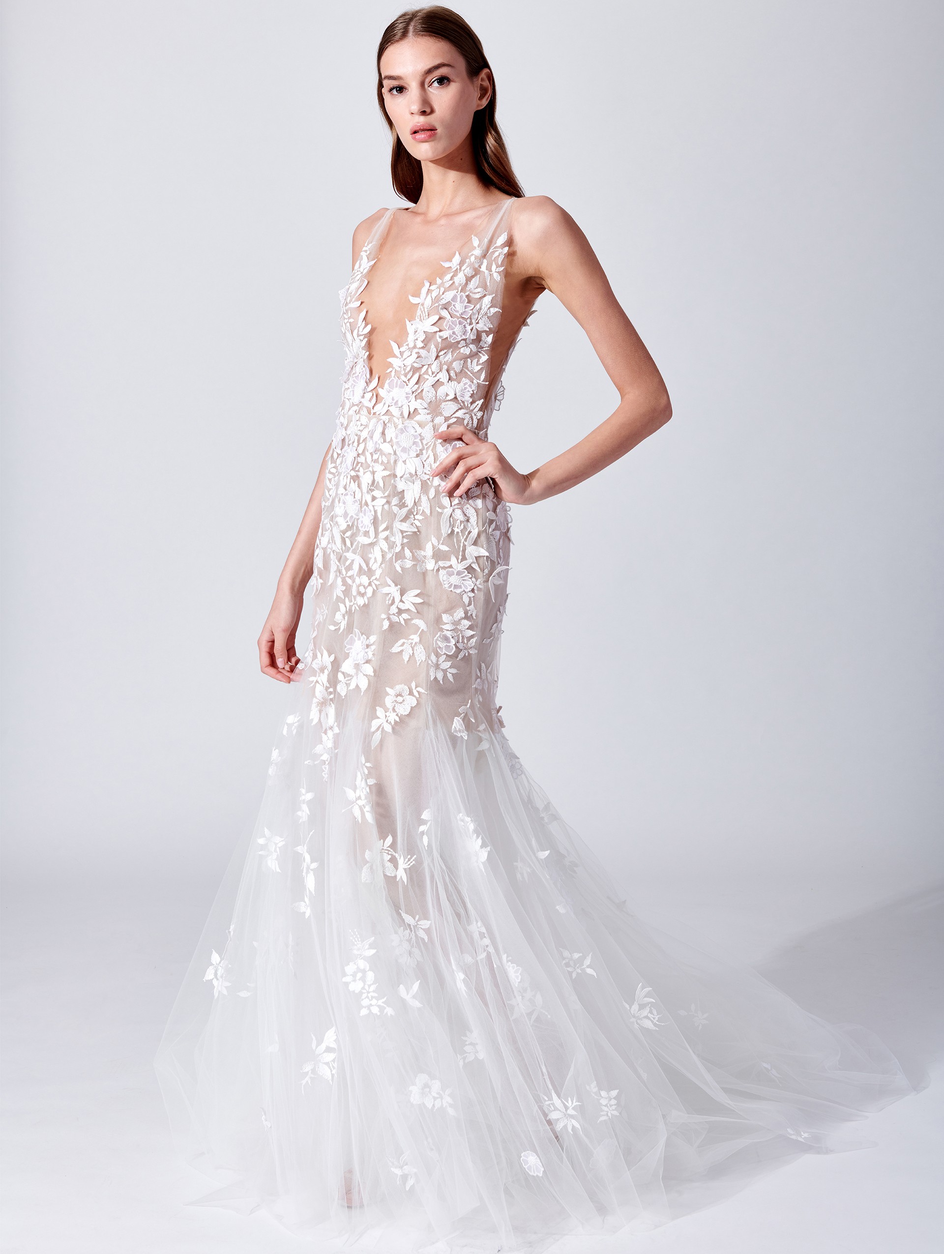 Vestito da sposa tattoo a sirena in tulle Oscar De La Renta 2019