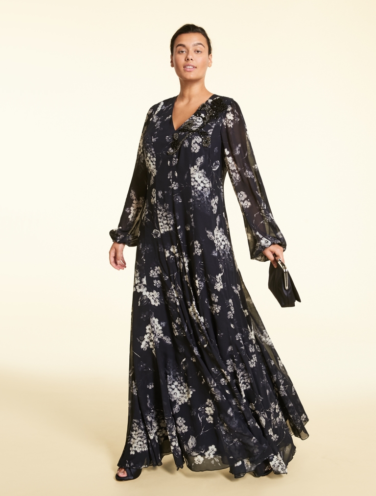 Vestito lungo a fiori in georgette Marina Rinaldi a 1,200 euro